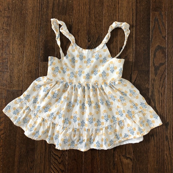 Rachel Zoe Girls 4/4T Ivory/Yellow/Blue Floral Ruffled A-Line Tunic Blouse/Dress - Picture 1 of 9